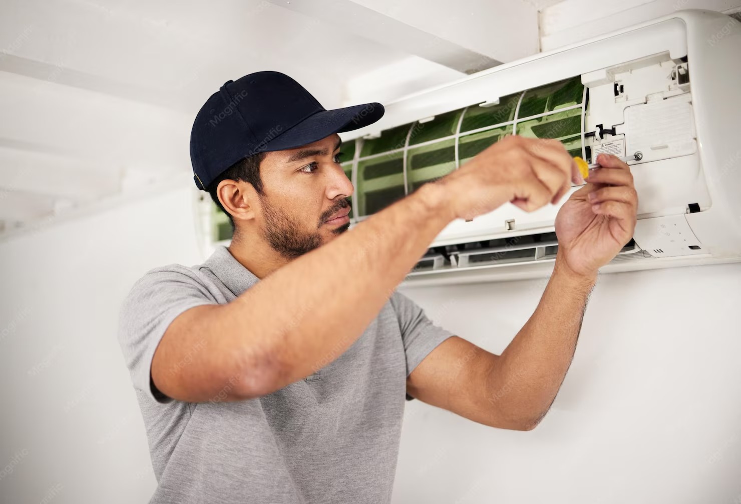 Choose AC Repair Company Boynton Beach – Licensed HVAC Technician Inspecting an Air Conditioner